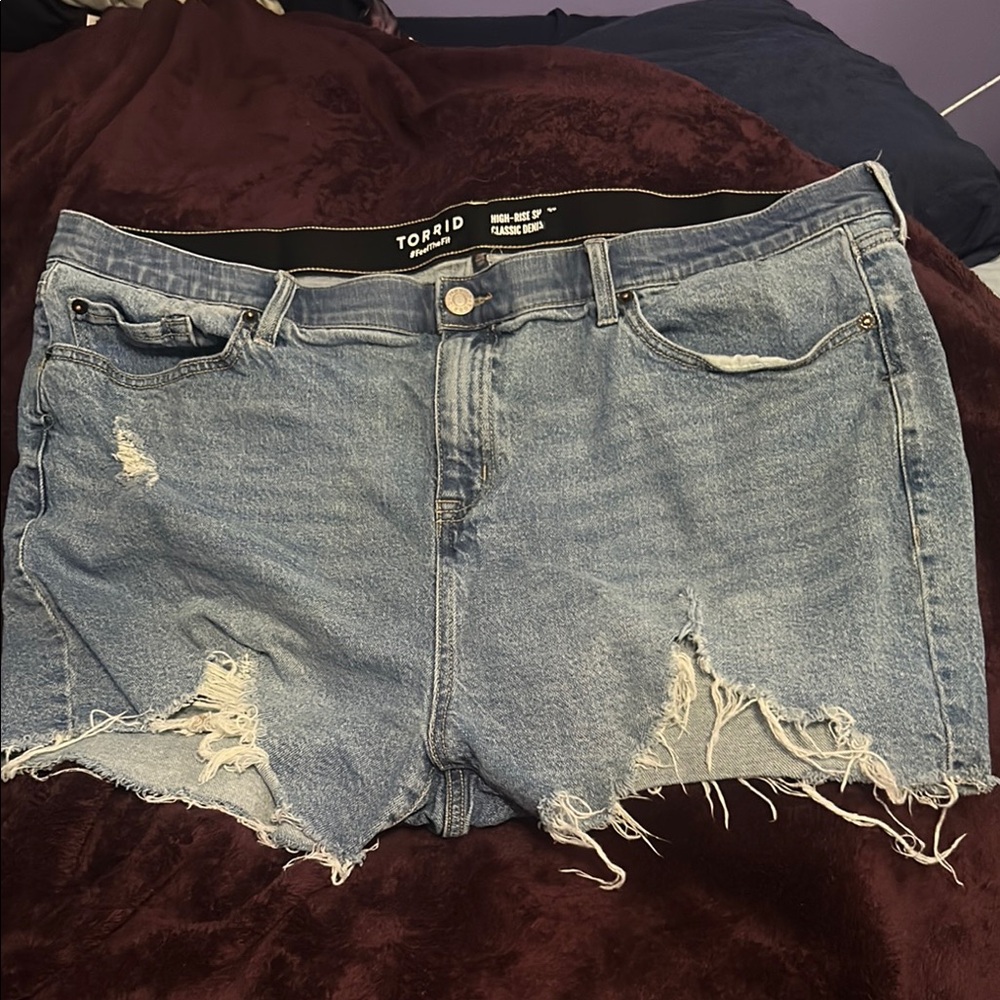 Torrid Women's Blue Distressed Denim Shorts
